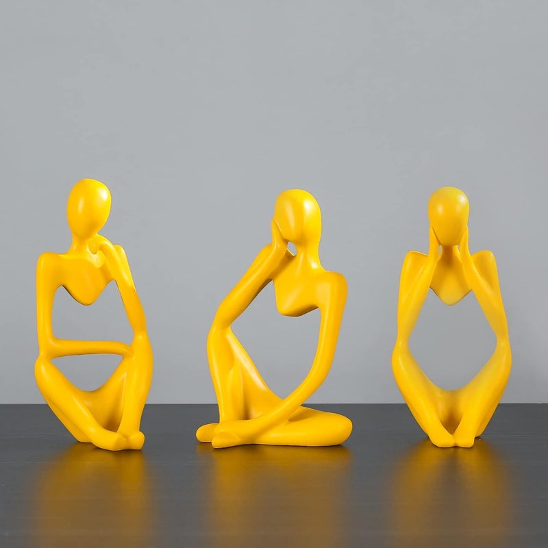 BMLCGJ Thinker Statue Gold Decor Abstract Art Sculpture, Golden Resin Collectible Figurines for Home Living Room Office Shelf Decoration,Great Gifts Ideas (Yellow) - Image 2